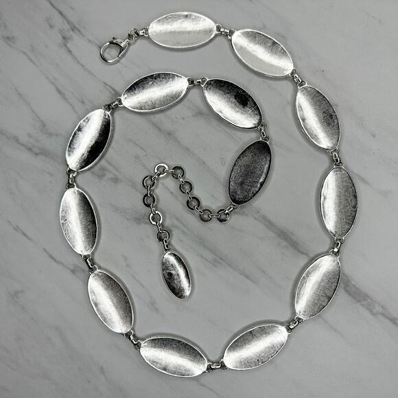 Womens Floral Engraved Concho Silver Tone Chain Belt L/XL Large ✨ main image 6